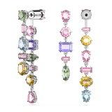 SWAROVSKI GEMA DROP EARRINGS, ASYMMETRICAL DESIGN, MIXED CUTS, LONG, MULTICOLORED, RHODIUM PLATED 5656417