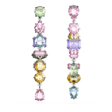 SWAROVSKI GEMA DROP EARRINGS, ASYMMETRICAL DESIGN, MIXED CUTS, LONG, MULTICOLORED, RHODIUM PLATED 5656417