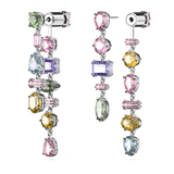 SWAROVSKI GEMA DROP EARRINGS, ASYMMETRICAL DESIGN, MIXED CUTS, LONG, MULTICOLORED, RHODIUM PLATED 5656417