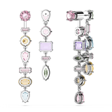 SWAROVSKI GEMA DROP EARRINGS, ASYMMETRICAL DESIGN, MIXED CUTS, LONG, MULTICOLORED, RHODIUM PLATED 5656417