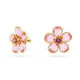 Swarovski Florere stud earrings, Flower, Pink, Gold-tone plated 5656635
