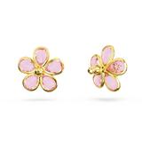 Swarovski Florere stud earrings, Flower, Pink, Gold-tone plated 5656635