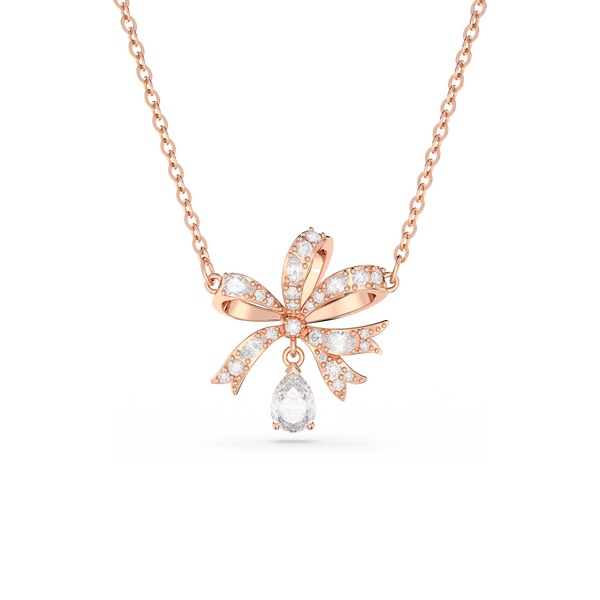 SWAROVSKI VOLTA NECKLACE, BOW, SMALL, WHITE, ROSE GOLD-TONE PLATED 5656741