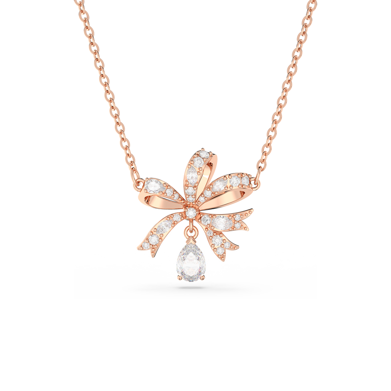 SWAROVSKI VOLTA NECKLACE, BOW, SMALL, WHITE, ROSE GOLD-TONE PLATED 5656741