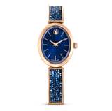 SWAROVSKI CRYSTAL ROCK OVAL WATCH, SWISS MADE, METAL BRACELET, BLUE, ROSE GOLD-TONE FINISH 5656822