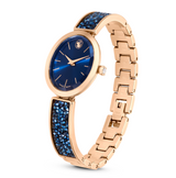 SWAROVSKI CRYSTAL ROCK OVAL WATCH, SWISS MADE, METAL BRACELET, BLUE, ROSE GOLD-TONE FINISH 5656822