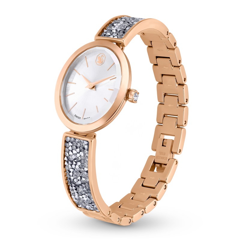 SWAROVSKI CRYSTAL ROCK OVAL WATCH SWISS MADE METAL BRACELET ROSE GOLD TONE ROSE GOLD TONE FINISH 5656851