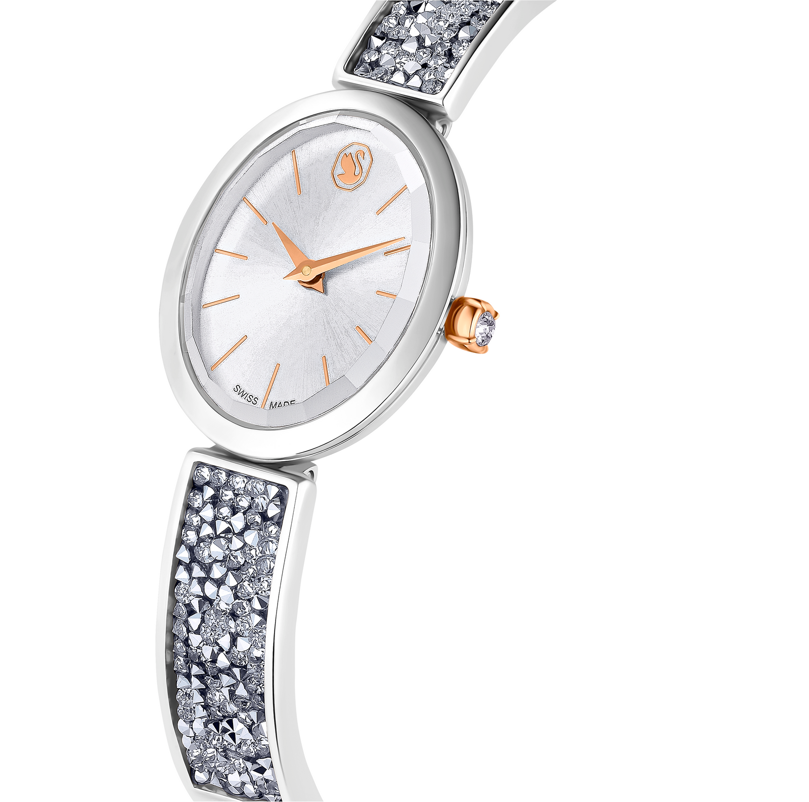 Swarovski Crystal Rock Oval watch, Swiss Made, Metal