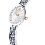 SWAROVSKI CRYSTAL ROCK OVAL WATCH, SWISS MADE, METAL BRACELET, WHITE, STAINLESS STEEL 5656878