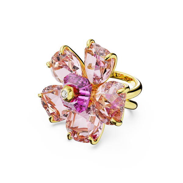 SWAROVSKI FLORERE COCKTAIL RING, FLOWER, PINK, GOLD-TONE PLATED