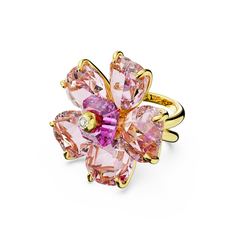 SWAROVSKI FLORERE COCKTAIL RING, FLOWER, PINK, GOLD-TONE PLATED