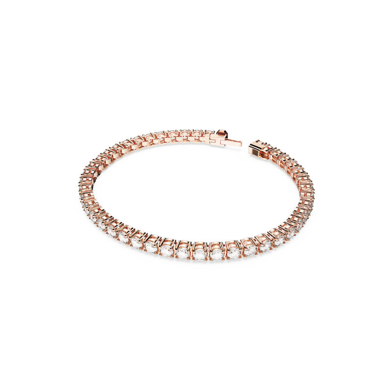 SWAROVSKI MATRIX TENNIS BRACELET, ROUND CUT, SMALL, WHITE, ROSE GOLD-TONE PLATED