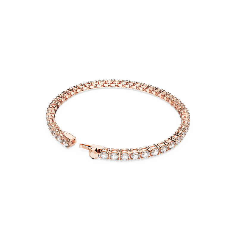 SWAROVSKI MATRIX TENNIS BRACELET, ROUND CUT, SMALL, WHITE, ROSE GOLD-TONE PLATED