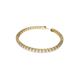 SWAROVSKI MATRIX TENNIS BRACELET, ROUND CUT, SMALL, WHITE, GOLD-TONE PLATED