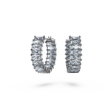 SWAROVSKI MATRIX HOOP EARRINGS, BAGUETTE CUT, GRAY, RUTHENIUM PLATED 5658650