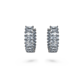 SWAROVSKI MATRIX HOOP EARRINGS, BAGUETTE CUT, GRAY, RUTHENIUM PLATED 5658650