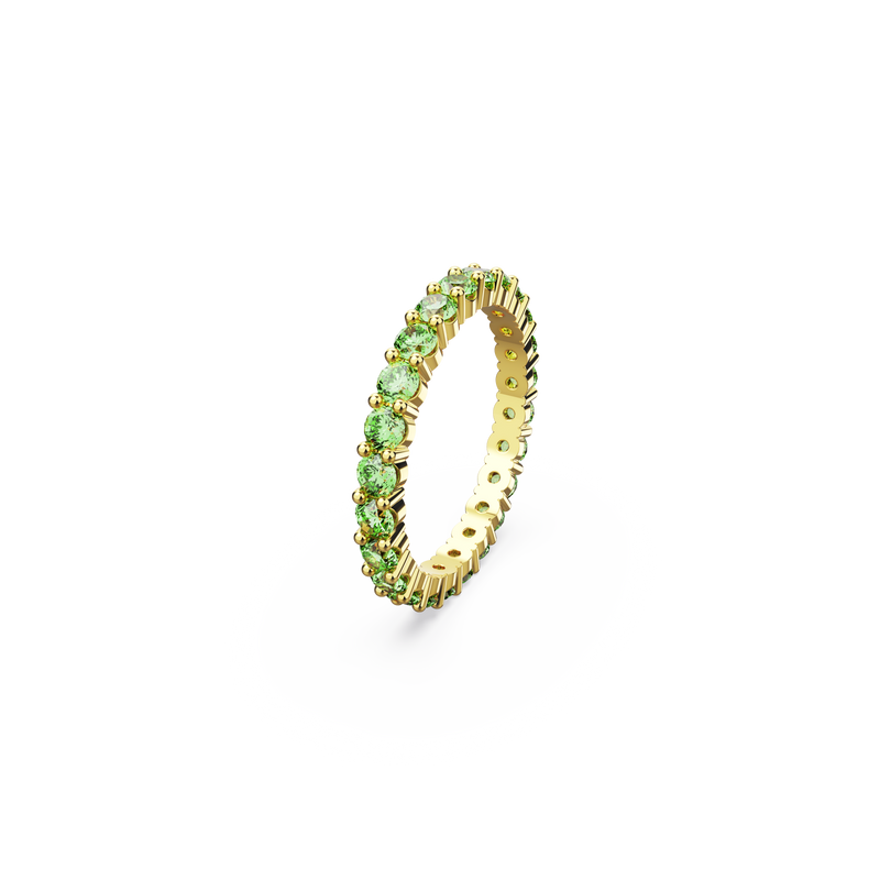 SWAROVSKI MATRIX RING, ROUND CUT, GREEN, GOLD-TONE PLATED