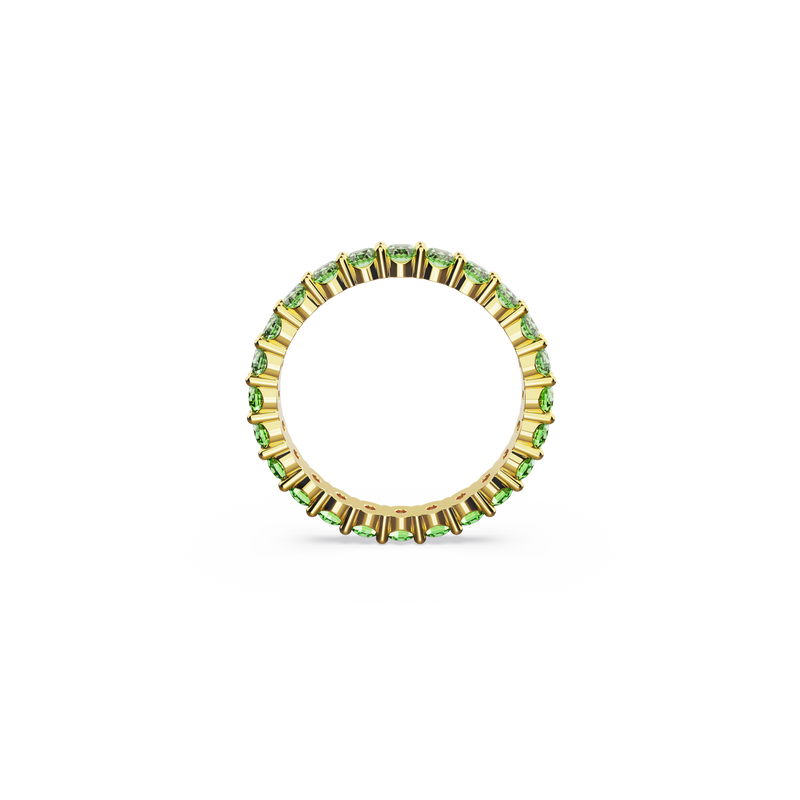 SWAROVSKI MATRIX RING, ROUND CUT, GREEN, GOLD-TONE PLATED