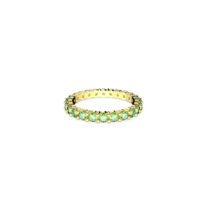 SWAROVSKI MATRIX RING, ROUND CUT, GREEN, GOLD-TONE PLATED