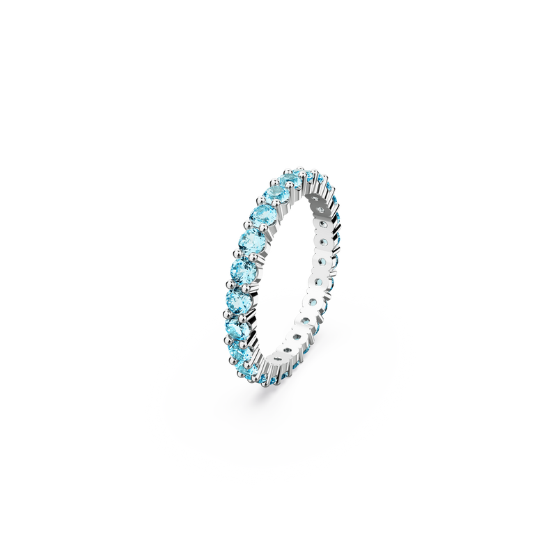 SWAROVSKI MATRIX RING, ROUND CUT, BLUE, RHODIUM PLATED