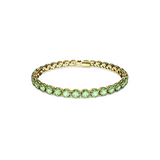 SWAROVSKI MATRIX TENNIS BRACELET, ROUND CUT, MEDIUM, GREEN, GOLD-TONE PLATED