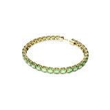 SWAROVSKI MATRIX TENNIS BRACELET, ROUND CUT, MEDIUM, GREEN, GOLD-TONE PLATED