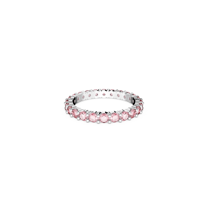 SWAROVSKI MATRIX RING, ROUND CUT, PINK, RHODIUM PLATED