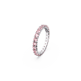 SWAROVSKI MATRIX RING, ROUND CUT, PINK, RHODIUM PLATED