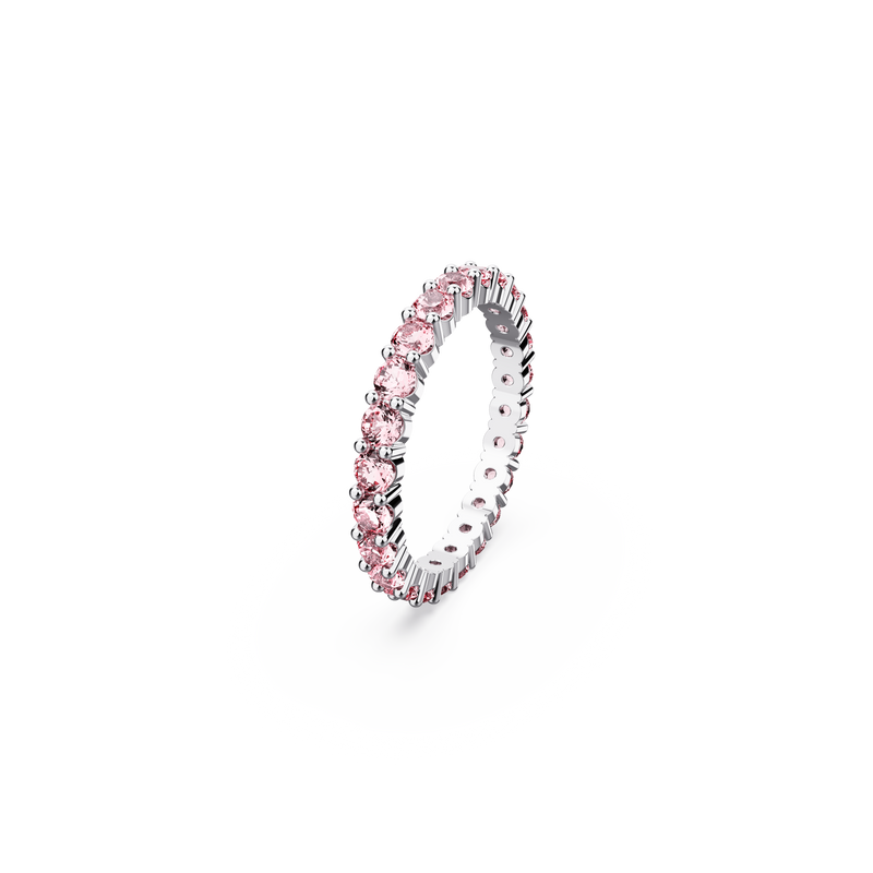 SWAROVSKI MATRIX RING, ROUND CUT, PINK, RHODIUM PLATED