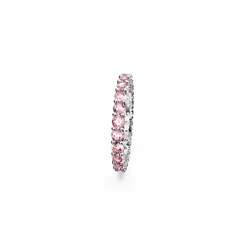 SWAROVSKI MATRIX RING, ROUND CUT, PINK, RHODIUM PLATED