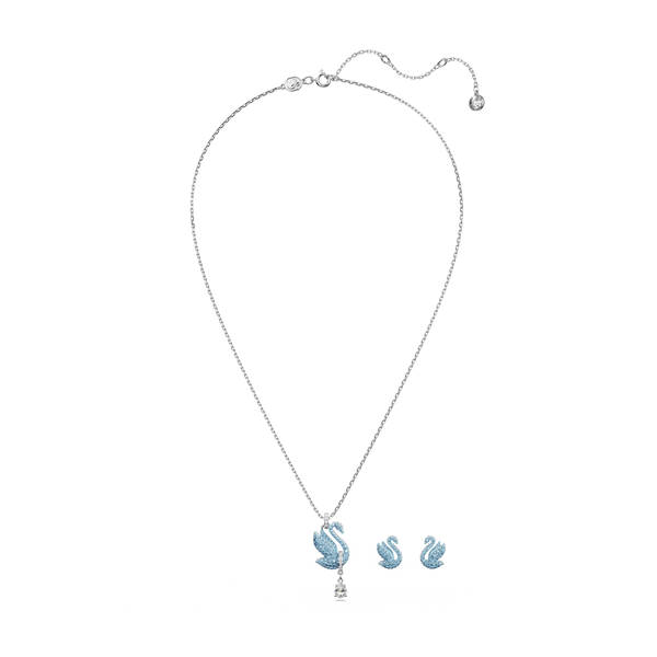 SWAROVSKI SWAROVSKI ICONIC SWAN SET, SWAN, BLUE, RHODIUM PLATED 5660597