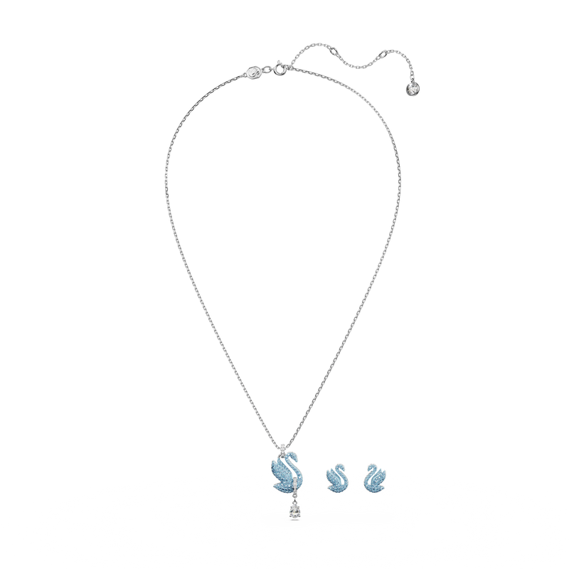 SWAROVSKI SWAROVSKI ICONIC SWAN SET, SWAN, BLUE, RHODIUM PLATED 5660597