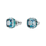 Swarovski Birthstone stud earrings, Square cut, December, Blue, Rhodium plated 5660796