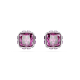 Swarovski Birthstone stud earrings, Square cut, February, Purple, Rhodium plated 5660797