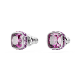 Swarovski Birthstone stud earrings, Square cut, February, Purple, Rhodium plated 5660797