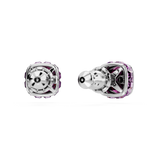 Swarovski Birthstone stud earrings, Square cut, February, Purple, Rhodium plated 5660797