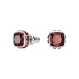 Swarovski Birthstone stud earrings, Square cut, January, Red, Rhodium plated 5660798