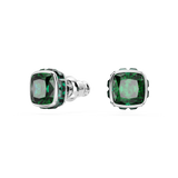 Swarovski Birthstone stud earrings, Square cut, May, Green, Rhodium plated 5660801