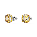 Swarovski Birthstone stud earrings, Square cut, November, Yellow, Rhodium plated 5660802