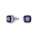 Swarovski Birthstone stud earrings, Square cut, September, Blue, Rhodium plated 5660803