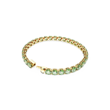 SWAROVSKI MATRIX TENNIS BRACELET, ROUND CUT, MEDIUM, GREEN, GOLD-TONE PLATED