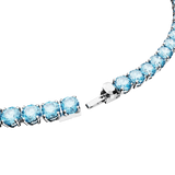 SWAROVSKI MATRIX TENNIS NECKLACE, ROUND CUT, MEDIUM, BLUE, RHODIUM PLATED 5661187