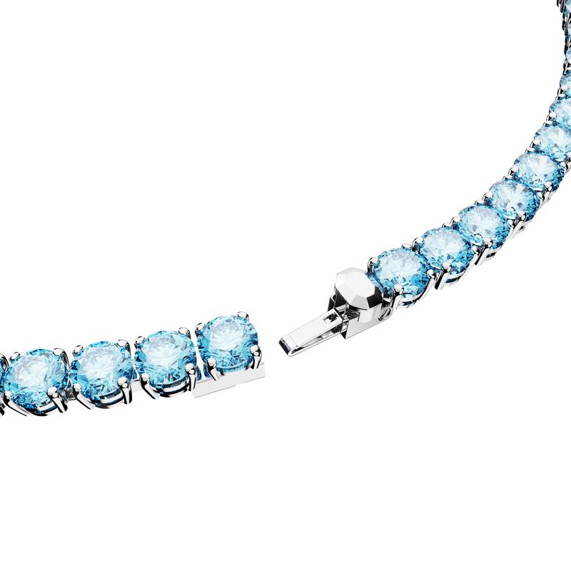 SWAROVSKI MATRIX TENNIS NECKLACE, ROUND CUT, MEDIUM, BLUE, RHODIUM PLATED 5661187