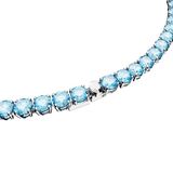 SWAROVSKI MATRIX TENNIS NECKLACE, ROUND CUT, MEDIUM, BLUE, RHODIUM PLATED 5661187
