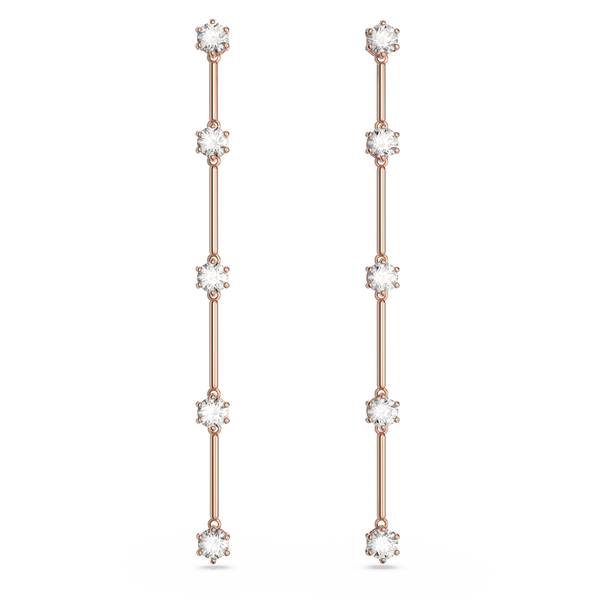 SWAROVSKI CONSTELLA DROP EARRINGS, ROUND CUT, WHITE, ROSE GOLD-TONE PLATED 5661463