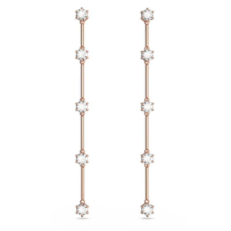 SWAROVSKI CONSTELLA DROP EARRINGS, ROUND CUT, WHITE, ROSE GOLD-TONE PLATED 5661463