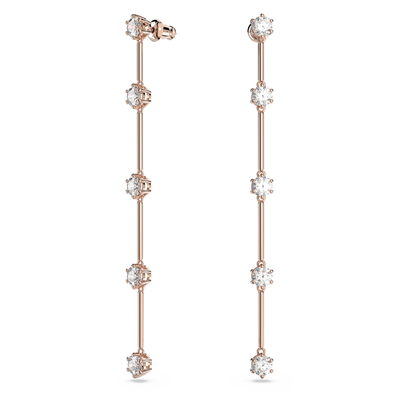 SWAROVSKI CONSTELLA DROP EARRINGS, ROUND CUT, WHITE, ROSE GOLD-TONE PLATED 5639975