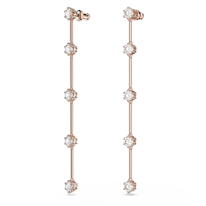 SWAROVSKI CONSTELLA DROP EARRINGS, ROUND CUT, WHITE, ROSE GOLD-TONE PLATED 5639975