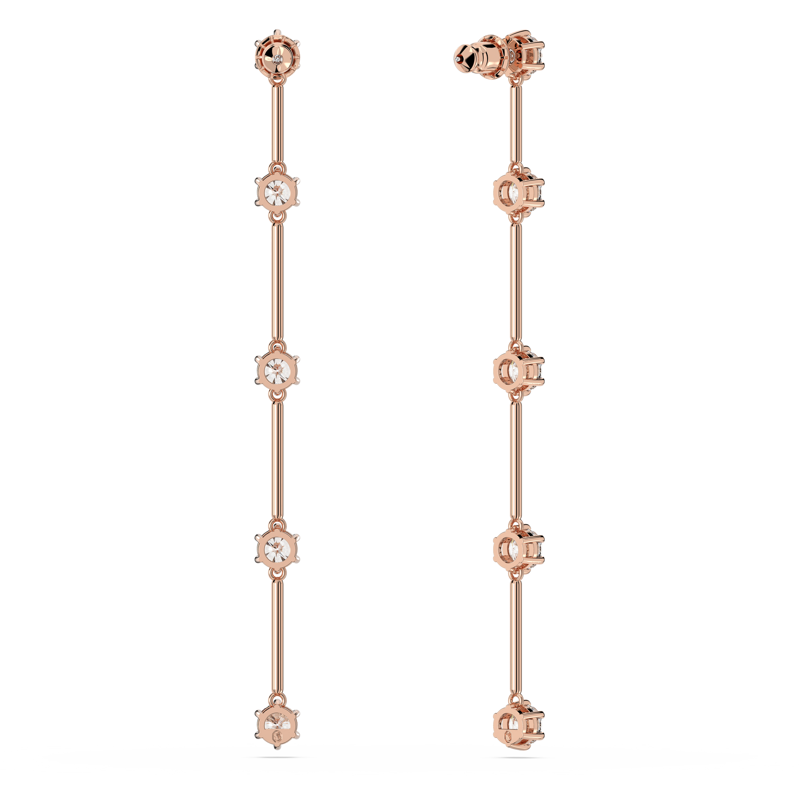 Swarovski Constella drop earrings, Round cut, White, Rose