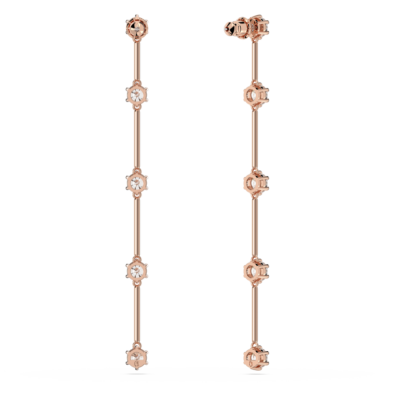 SWAROVSKI CONSTELLA DROP EARRINGS, ROUND CUT, WHITE, ROSE GOLD-TONE PLATED 5639975